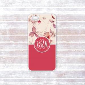 Monogrammed Iphone 5 Case - Indian Red And Cream..