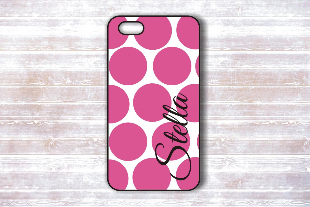 Iphone 4/ 4s Case - Unique Pink Polka Dot Personalized Hard Cover - Iphone Hard Covers
