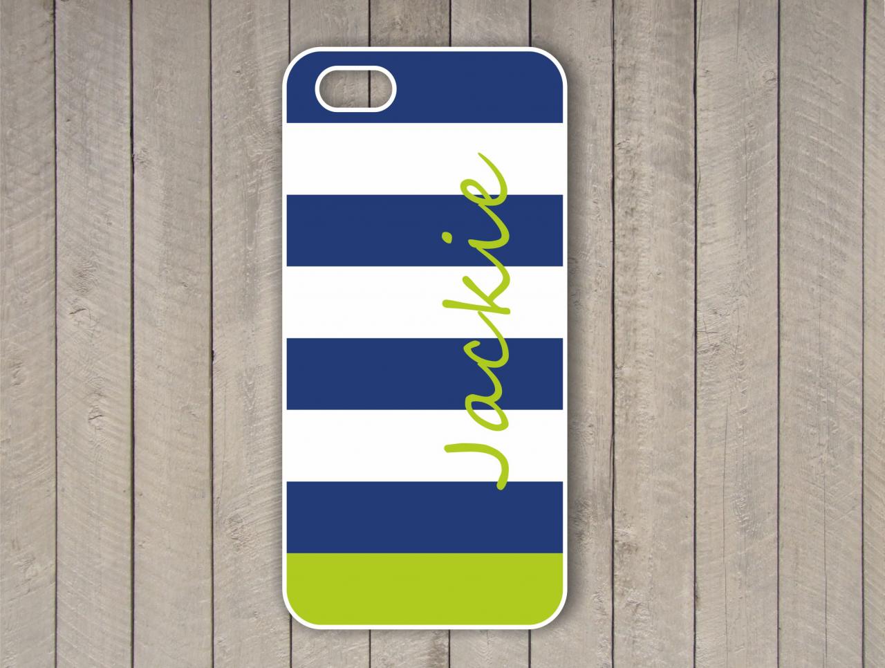 Monogrammed Striped Iphone 4/4s Case - Personalized Hard Cases For Iphones