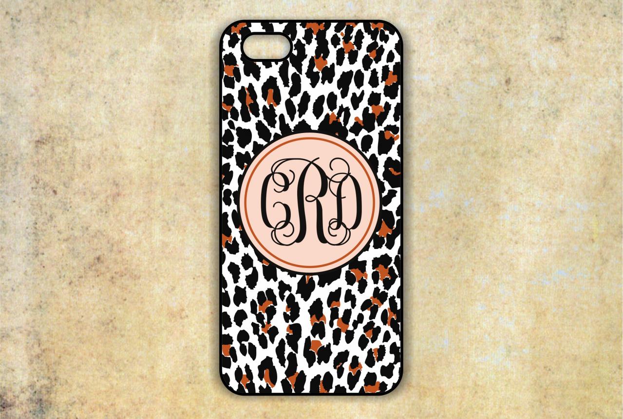 Monogrammed Leopard Print 4/4s Case - Personalized Hard Cases For Iphones