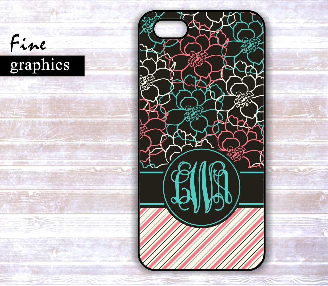 Iphone 5 case - Iphone 4/4S case - Samsung Galaxy S3 case -Floral Damask Pink Stripes Monogram Personalized iphone Hard Cover