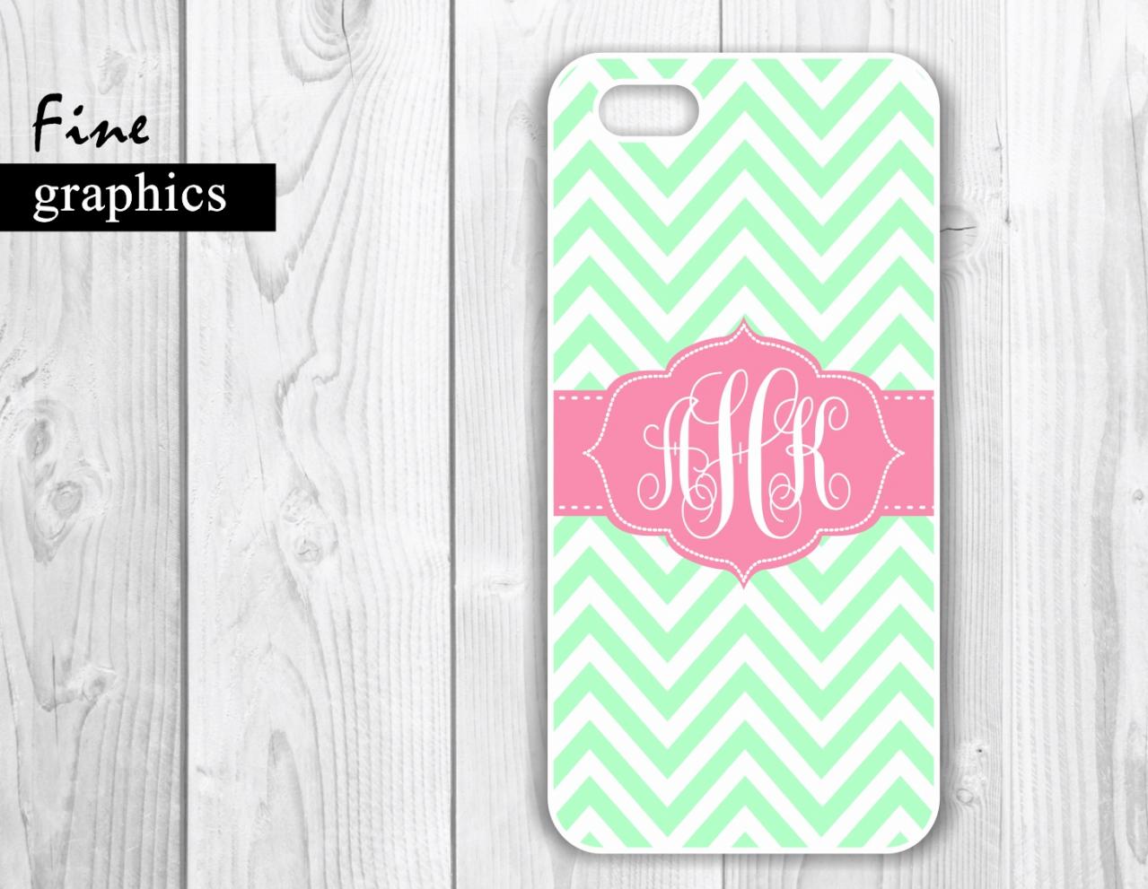 Monogrammed Chevron Iphone 5 Case - Personalized Hard Cases For Phones