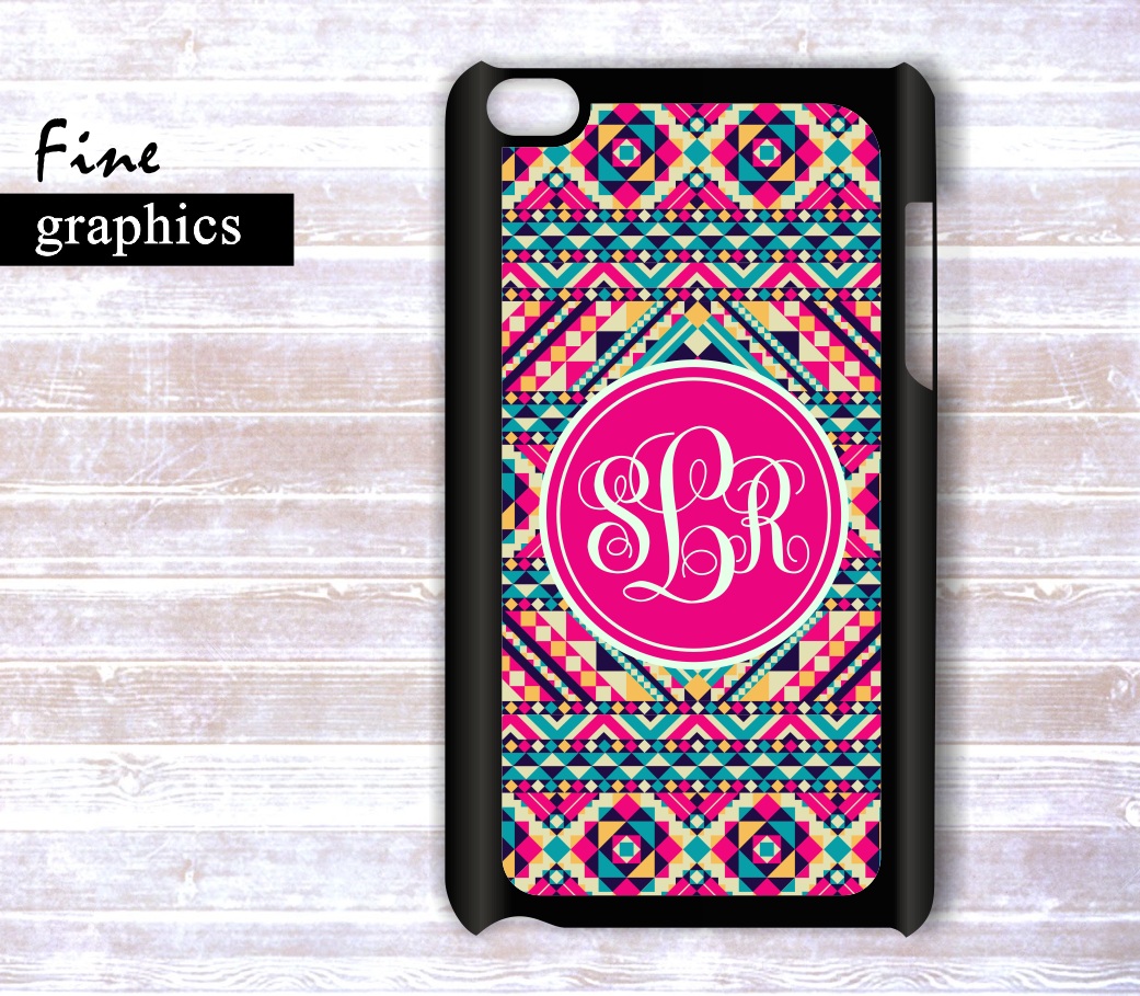 Personalized Ipod Touch Case- Monogrammed Aztec Pattern Ipod Touch Case