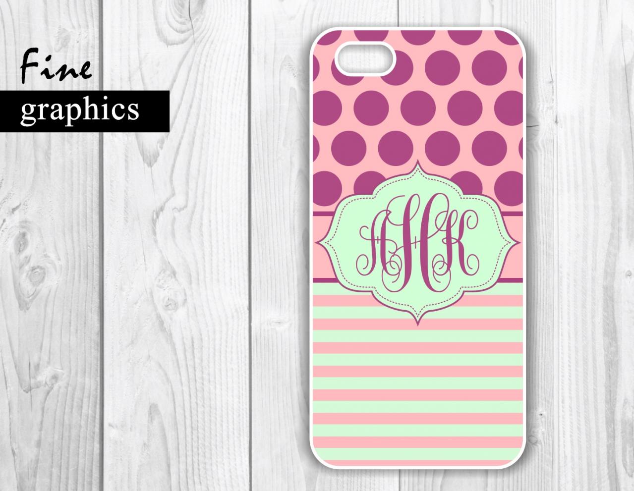 Personalized Polka Dots Custom Case - Monogrammed Iphone case- Samsung Galaxy case