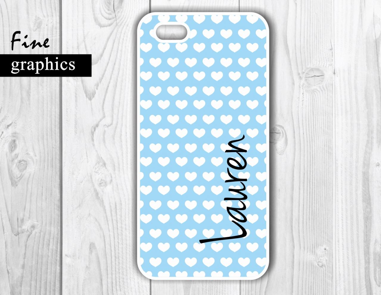 Personalized Heart Print Custom Iphone 5 Case - Monogrammed Iphone 4S case- Samsung Galaxy S3/S4 case