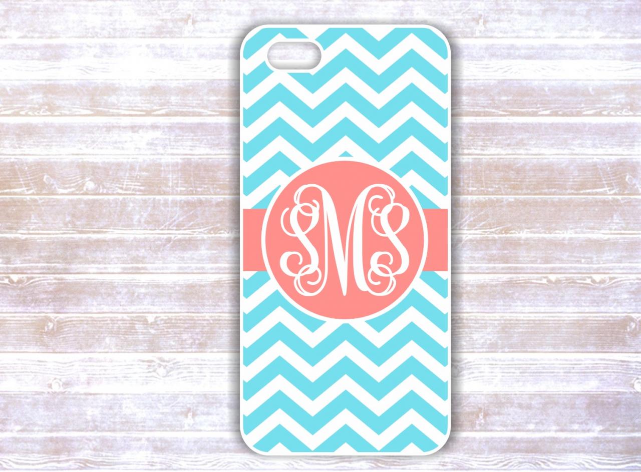 Personalized Mint Chevron Iphone 5 Custom Case - Monogrammed Iphone 4s Case- Samsung Galaxy S3/s4 Case