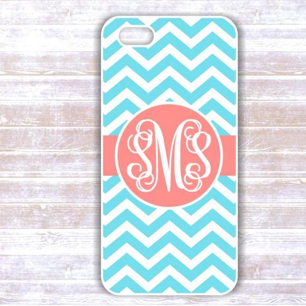 Personalized Mint Chevron iPhone 5 Custom Case - Monogrammed Iphone 4S case- Samsung Galaxy S3/S4 case